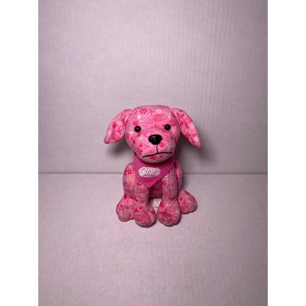 Raising Canes Breast Cancer Awareness Cane Plush Dog Pink Bandana 7.5 inch